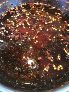 Carolina style BBQ sauce combining in the saucepan
