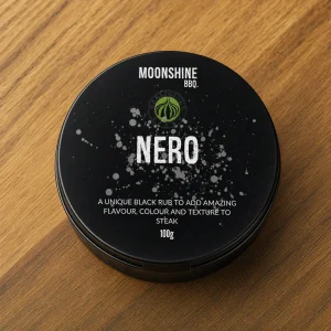 Moonshine BBQ Nero Steak Rub 100g tin with label